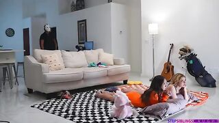 A group of girls are having fun with each other, showcasing their playful side