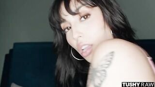 You too can have beautiful sex with a stunning brunette on the bed