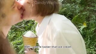 Don't lick the ice cream, suck my dick instead, a playful challenge