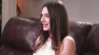 A beautiful brunette gets on top and moves with harmony, showcasing her skills in HD