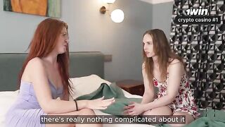 Two girlfriends won't miss a chance to have fun together with someone