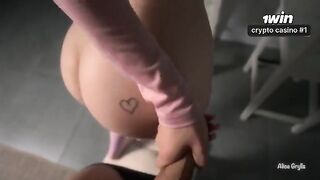 The guy made a mess on the girl's belly from intense passion
