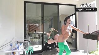 The maid always gets a chance to lick the cock