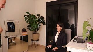 The employee's tongue works, and her boss enjoys it very much