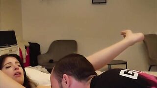 The couple has an intense and passionate sex session at home