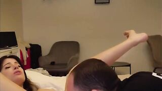 The couple has an intense and passionate sex session at home