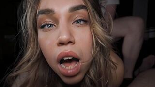 The girl is confused after experiencing intense orgasmic pleasure