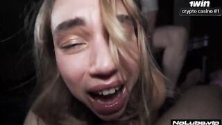 The girl is confused after experiencing intense orgasmic pleasure
