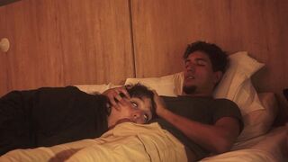 A blowjob on the bed is lazy, but so deep it trembles