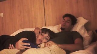 A blowjob on the bed is lazy, but so deep it trembles