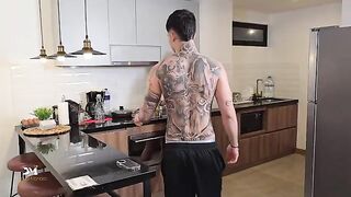 The coffee got cold while the sexy blonde MILF finished up