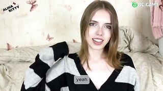 An almost naked girl is making breakfast, while her friend films her. It's very hot