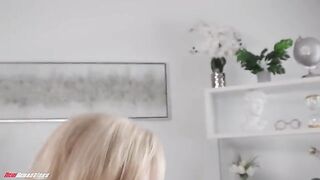 A hot blonde MILF with a stunning body gets fucked on the couch