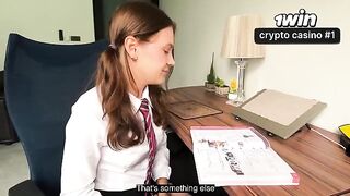 A schoolgirl is getting fucked for not doing her homework