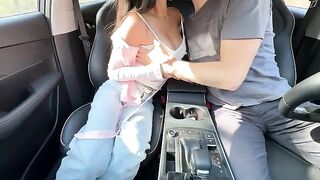 The girl was fucked in the back seat of the car
