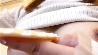 A Japanese beauty got so excited she couldn’t hold back and finished with a huge squirt