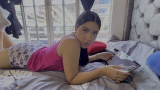 A young and naughty step sister got fucked on the bed