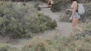 A massive cock is being used for measurement in this hot scene