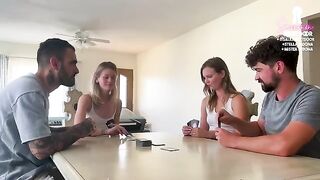 A card game with friends turns into a hot wife swapping session