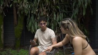 A girl tried to swallow a cock completely, but she choked