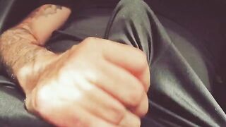The hand moves up and down the barrel, moaning loudly