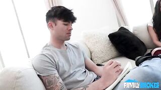 Girl makes a blowjob from the first view, showcasing her skills