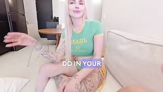 The girl became wet in the interview, showing her breasts and vagina