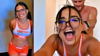 The pretty Hooters waitress was fucked hard after work