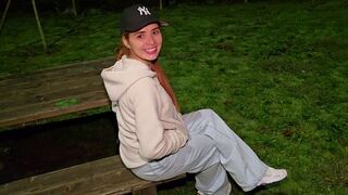 A woman has anal sex with a stranger in the park in this risky xxx scene