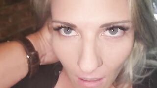 A hot blonde is jumping on a dick as if racing for sperm