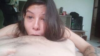 Everything inside her is moving when she jerks off and sucks dick