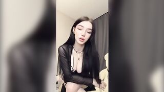 The girl is extremely excited about the new femdom toy and orders to fuck her