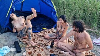 We parked by the woods, and we're having sex like at home