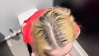The beautiful Russian woman has sex for money in the toilet
