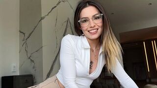 The girl is fucking her tutor and she doesn't hide it very badly