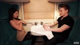 The girl lost cards and got fucked on the train by a huge dick