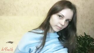 A cute Russian schoolgirl has her first solo experience