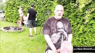 A voyeur girl gets horny and fucks outdoors with Egon Kowalski