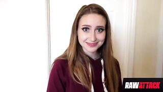 Skinny teen Laney Grey gets her pussy railed by a huge cock