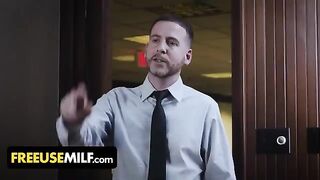 Submissive huge tits MILFs get fucked on the desk by their boss in a steamy Freeuse scene