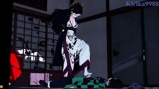Tanjiro Kamado fucks Daki in a Japanese-style room with passion