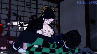 Tanjiro Kamado fucks Daki in a Japanese-style room with passion