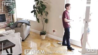 A step sister is getting caught for sneaking into a room to have sex