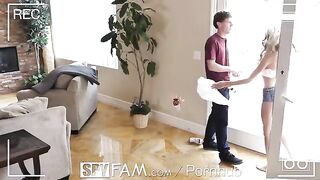 A step sister is getting caught for sneaking into a room to have sex