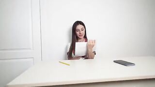 A student got a dick drawing and cumshot on her wet pussy